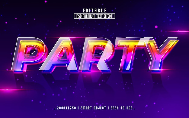 Party 3d teksteffectstijl psd