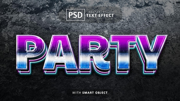 Party 3d text effect editable