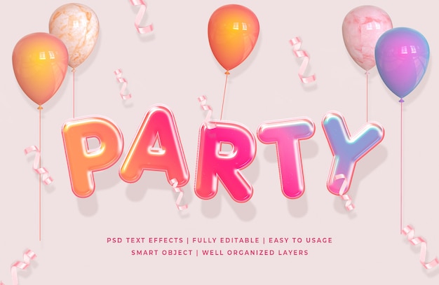 party 3d text style effect 