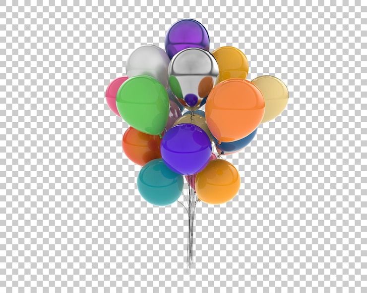 PSD 在背景上隔離的派對氣球 3d染插圖
