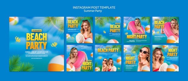 PSD party celebration instagram posts template