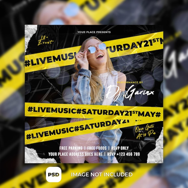 Party dj poster social media post template