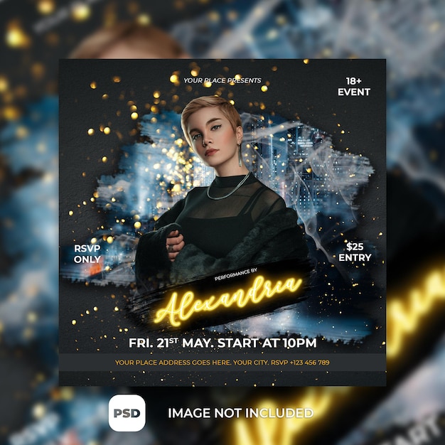 Party DJ Poster Social Media Post Template