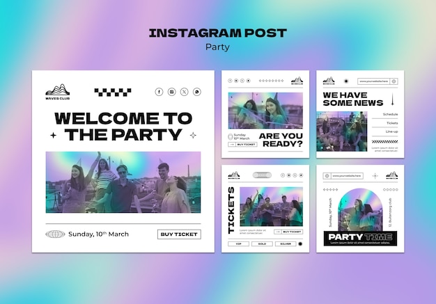 PSD post su instagram per l'intrattenimento delle feste