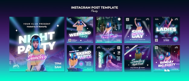 Party event instagram posts template