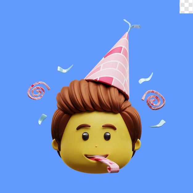 PSD party face emoji 3d ilustracja