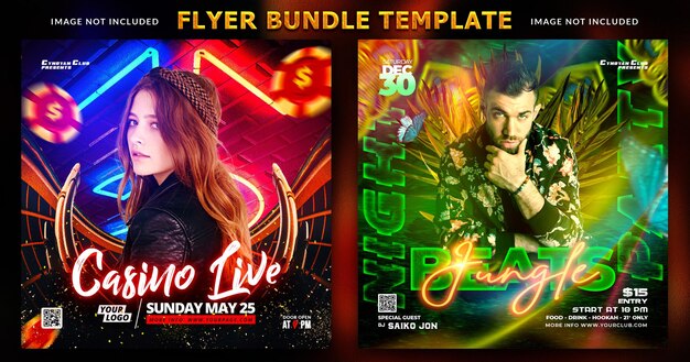 Party flyer bundle or social media banner template