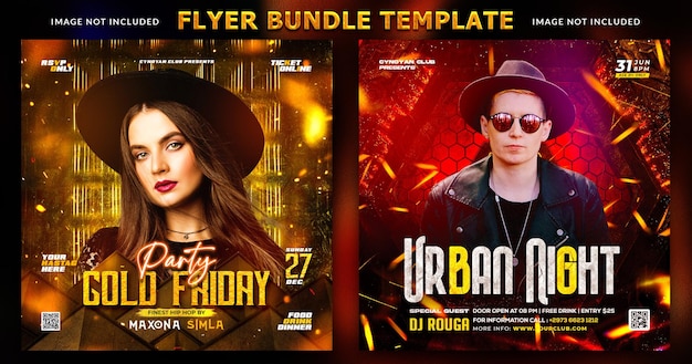 Party flyer bundle or social media banner template