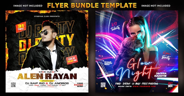 Party flyer bundle or social media banner template