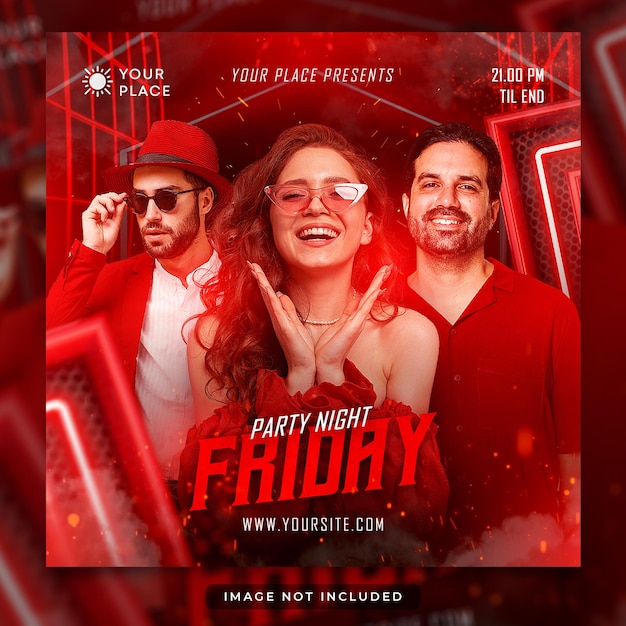 Party flyer social media post and web banner template