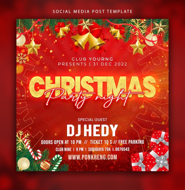 PSD party flyer template merry christmas