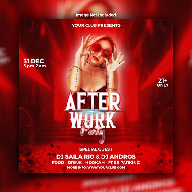 PSD party flyer template or social media post