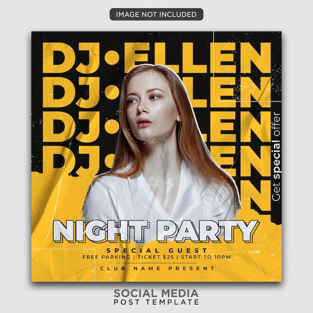 Party flyer template or social media post