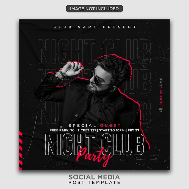 PSD party flyer template or social media post