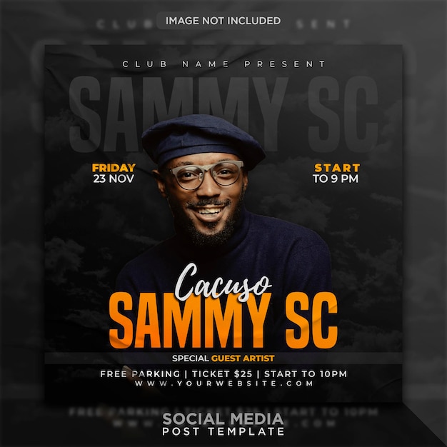 PSD party flyer template or social media post