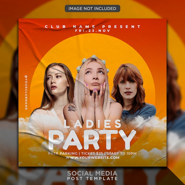 PSD party flyer template or social media post