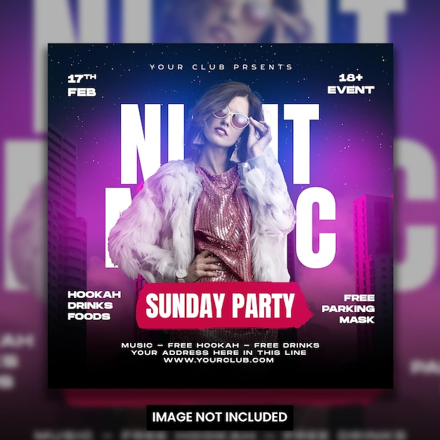 PSD party flyer template for social media