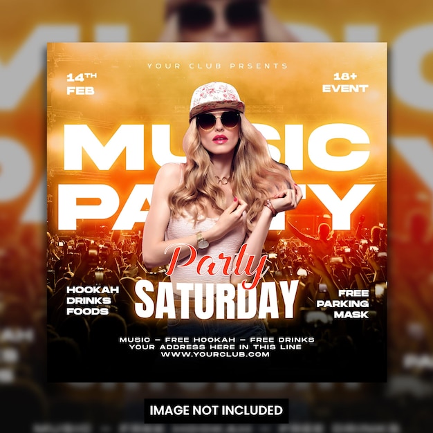 PSD party flyer template for social media