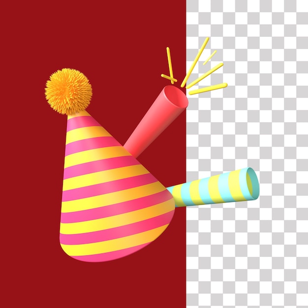 PSD party hat and party blower 3d icon