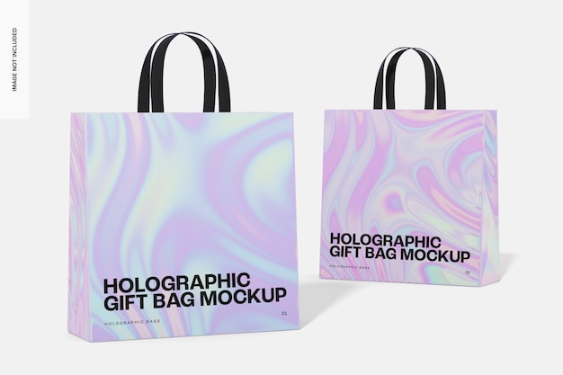 Party holographic gift bags mockup