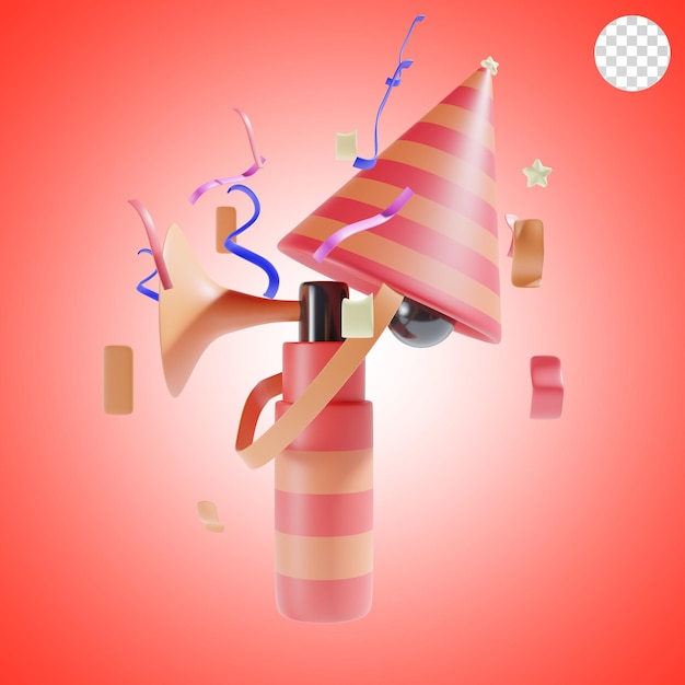 PSD party horn icon 3d illustration