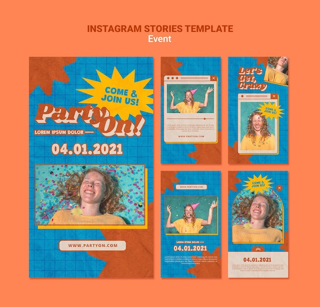 Fai festa sui modelli di storie di instagram con foto