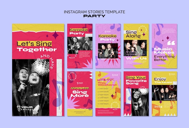 Party instagram verhalen sjabloon set collectie