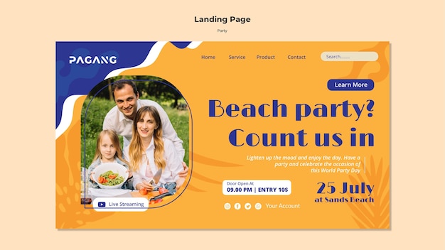 Party live streaming landing page