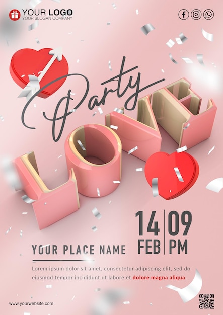 Party love poster template