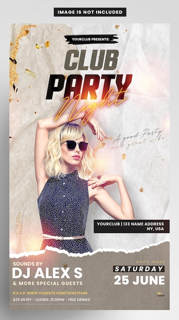PSD Музыкальное настроение вечеринки событие instagram story flyer