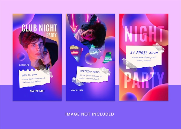 PSD Шаблон истории instagram для вечеринки neon vol3