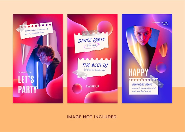 PSD modello di storia di instagram party neon vol4