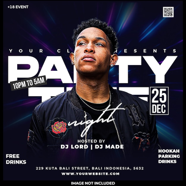 PSD party night club social media post template design