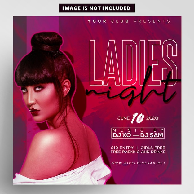PSD party night event instagram banner flyer design