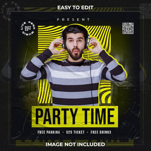 PSD party night music party social media instagram template