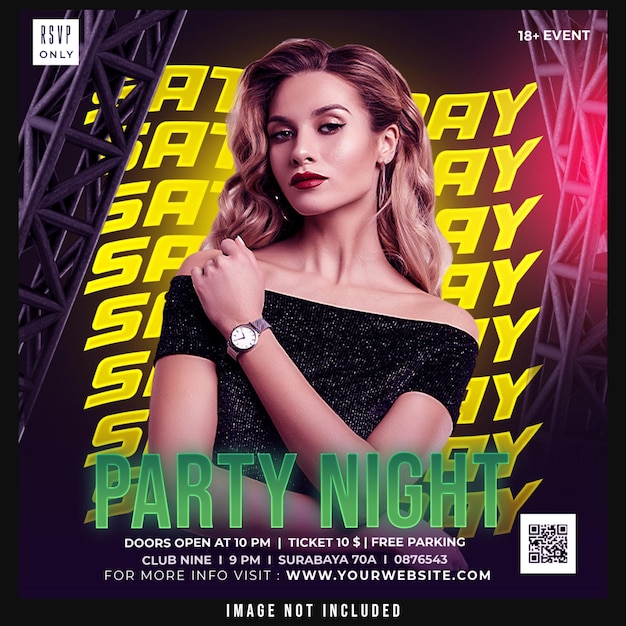 Party night social media template design