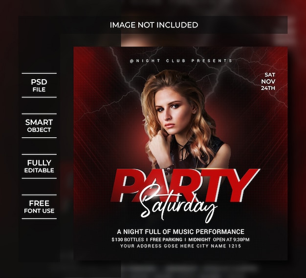 Party saturday social media post template