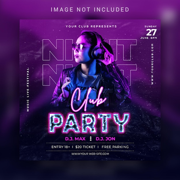 Party social media and instagram post or banner template