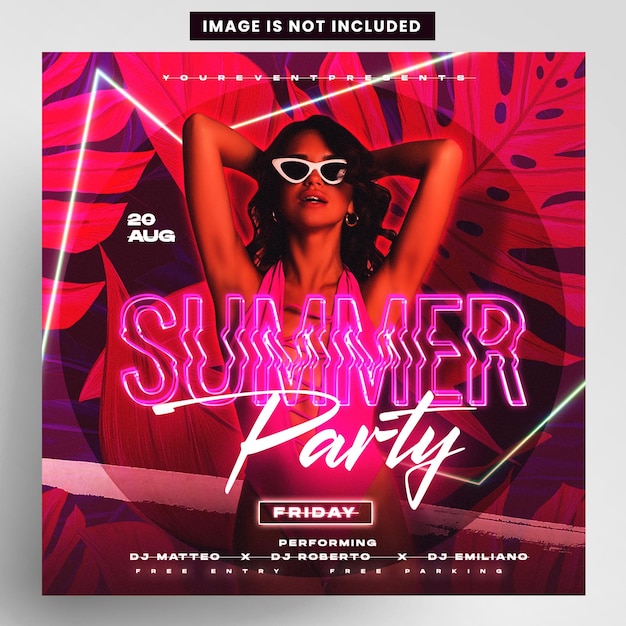 PSD party summer night event instagram flyer design