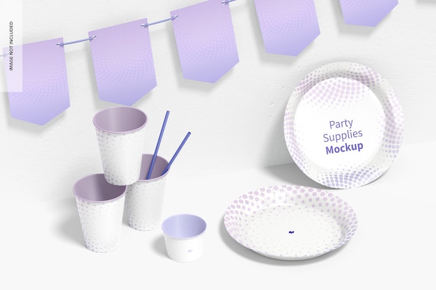 Party supplies mockup, left view