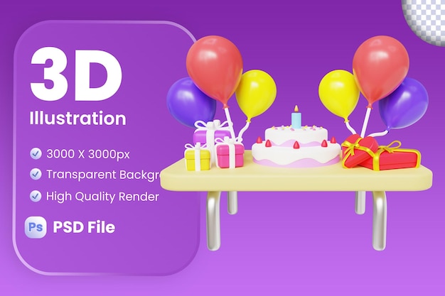 Party table 3d illustration