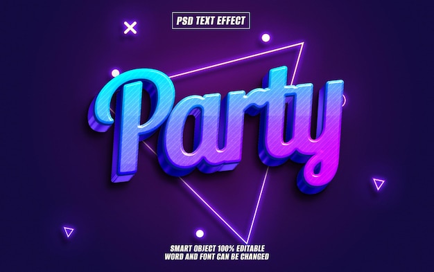 party text effect font editable typography 3d text