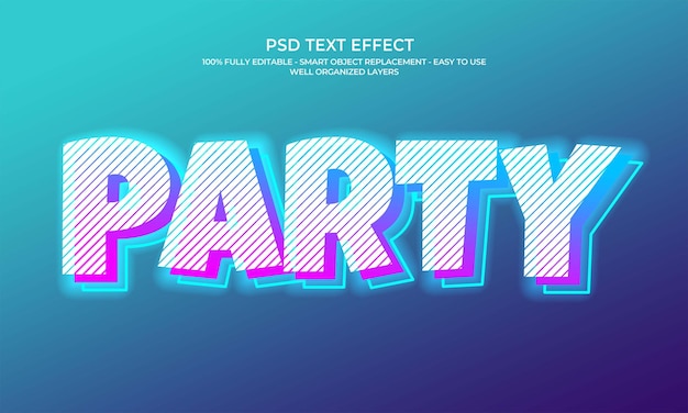 Партийный текстовый эффект PSD