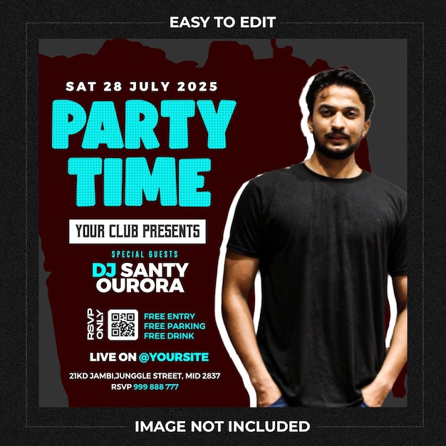 Party time flyer social media post and web banner