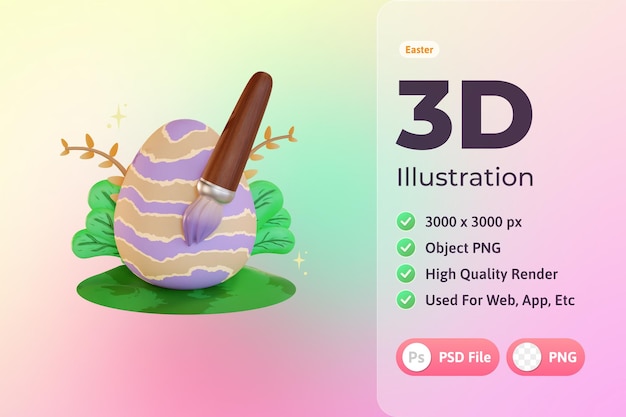 Pasen 3d illustratie, eieren schilderen