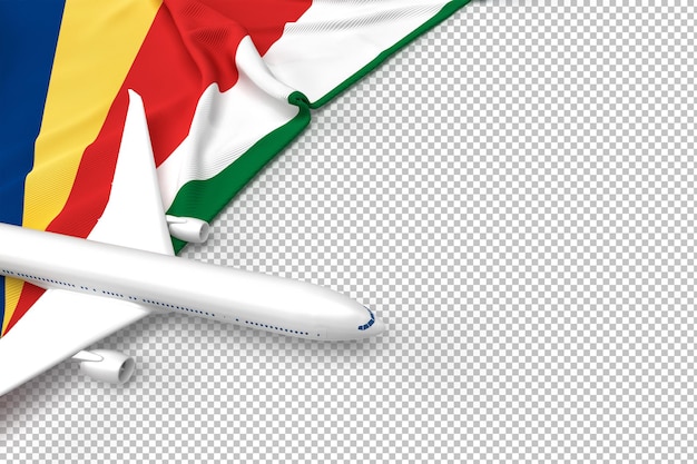 Passagiersvliegtuig en vlag van de seychellen