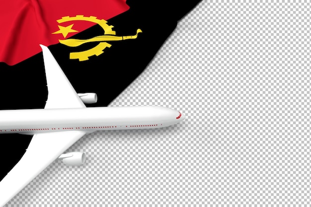 Passenger airplane and flag of angola