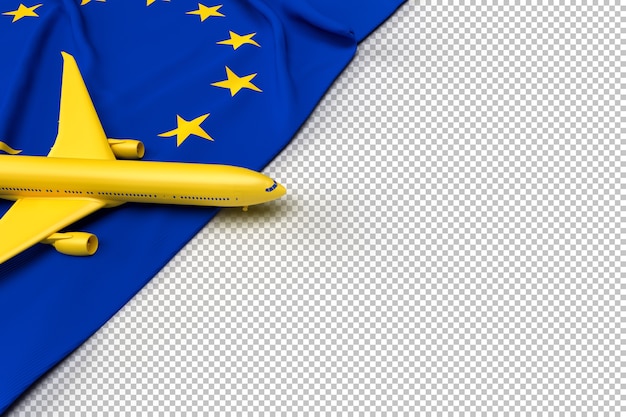 Passenger airplane and flag of european union
