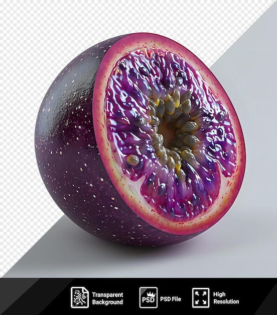 PSD passion fruit on a isolated background with a dark shadow in the foreground png psd