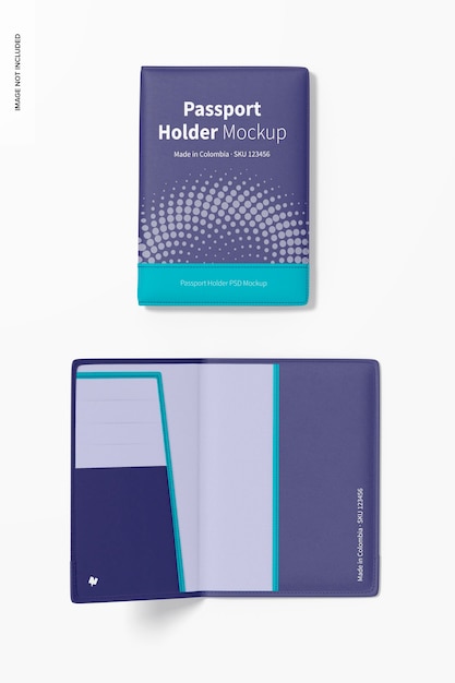 PSD passport holders mockup, opened and closed